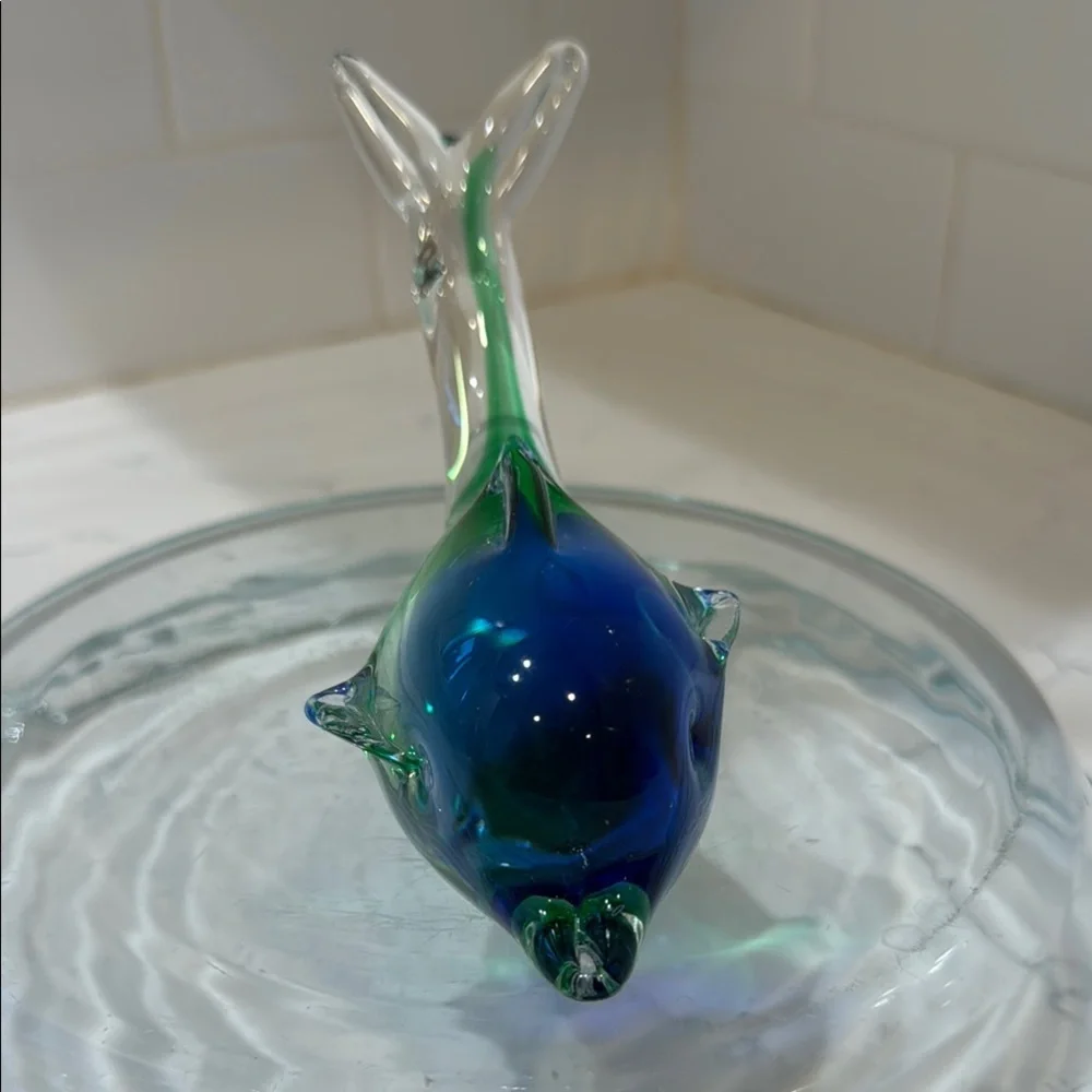 Glass Fish Figurine - Green and Blue